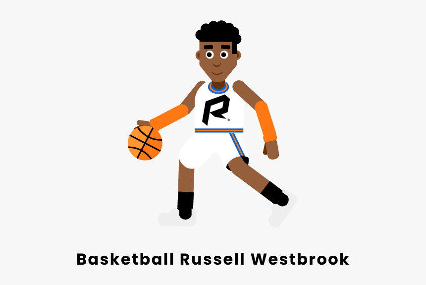 Basketball Russell Westbrook - Cartoon, HD Png Download - kindpng