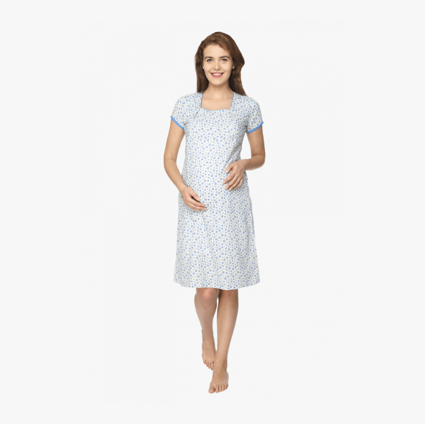 Kurta Blue Butti Printed - Nightgown, HD Png Download, Free Download