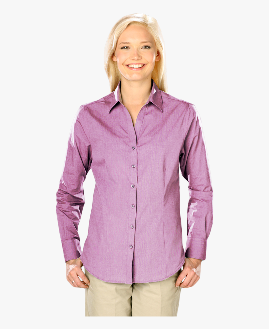 Ladies Cross-weave L/s Shirtl - Dress Shirt, HD Png Download, Free Download