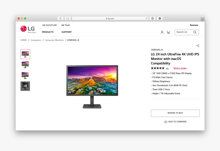 Lg 24-inch Ultrafine 4k Monitor - Led-backlit Lcd Display, HD Png Download, Free Download