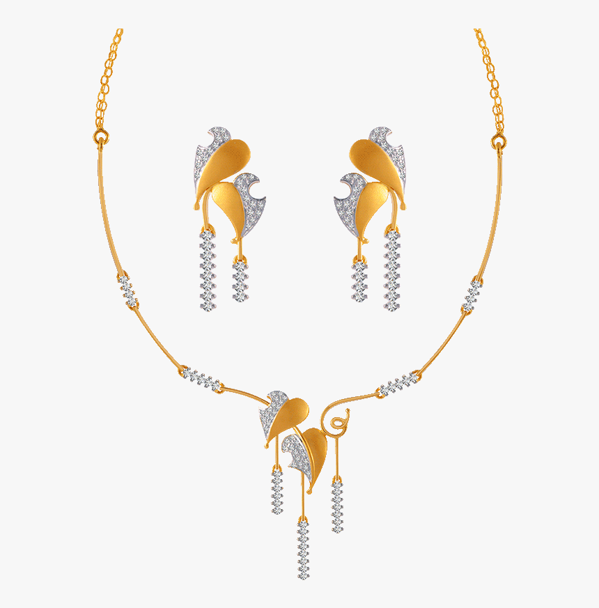 18 Kt Gold & Diamond Necklace Set - Cartoon, HD Png Download, Free Download