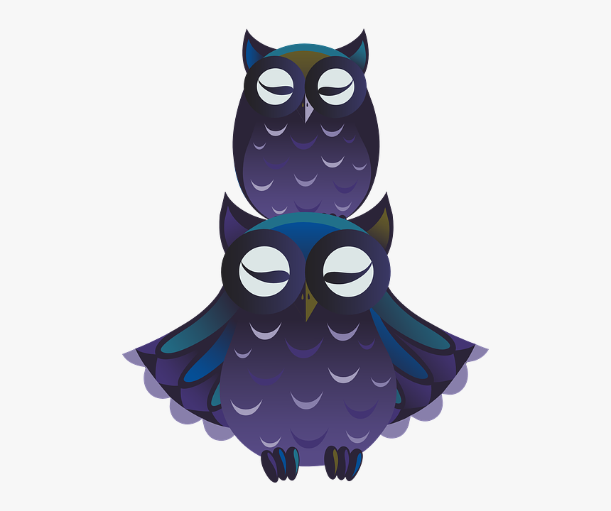 Owls, Birds, Blue, Purple, Violet, Two, Mom, Baby - นก ฮูก ไม่มี พื้น หลัง, HD Png Download, Free Download