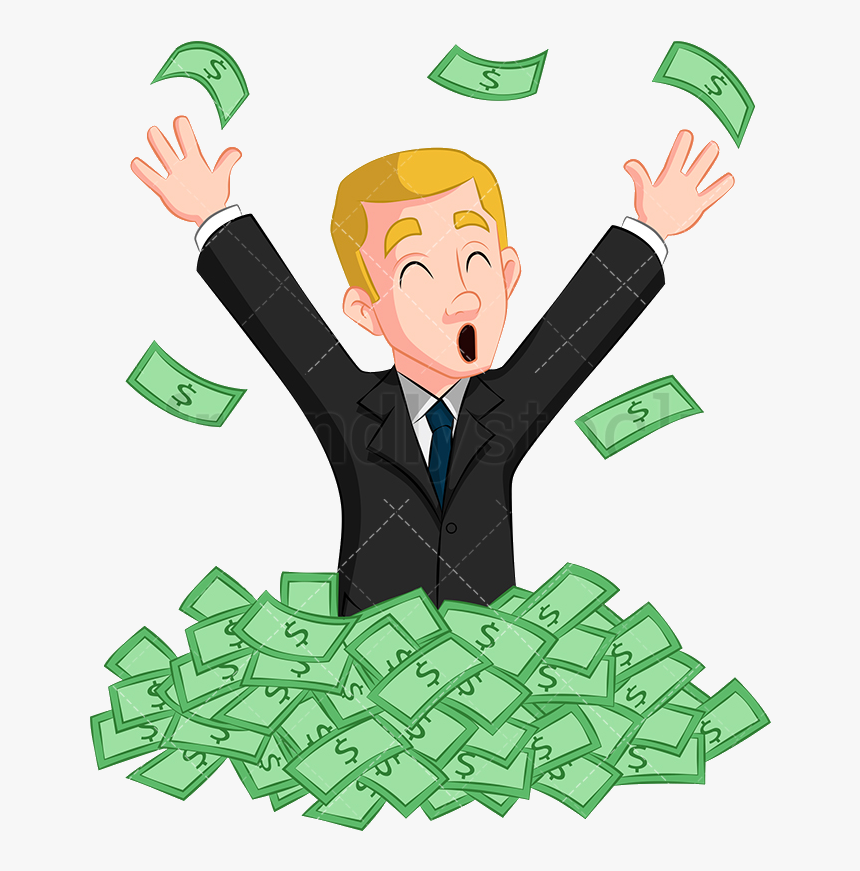 Cash A Victorious Businessman Standing In Mountain - Cartoon Images Of Cash, HD Png Download, Free Download