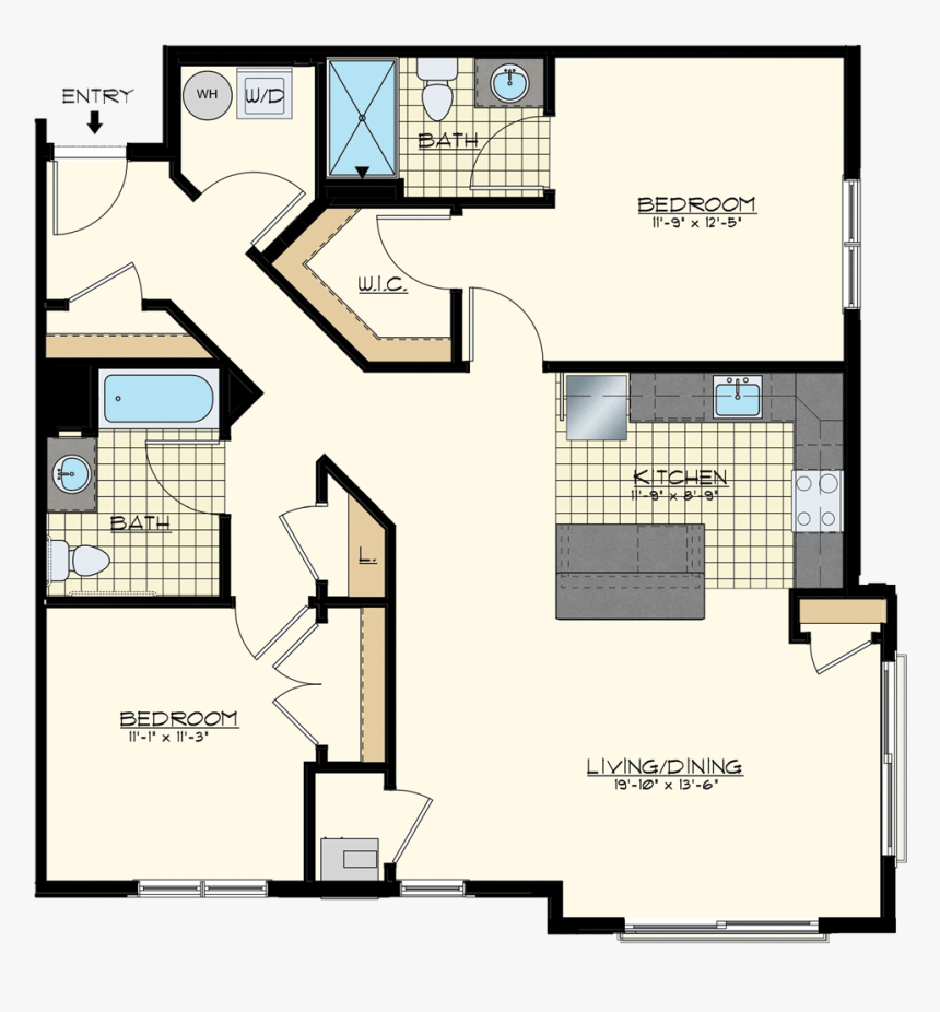 Patriot At Chalfont Two Bedroom Floor Plan Unit Liberty - Floor Plan, HD Png Download, Free Download