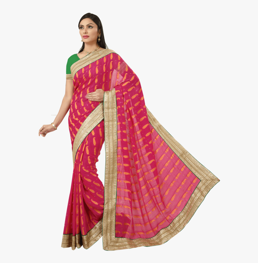 Womens Crepe Jacquard Saree - Silk, HD Png Download, Free Download