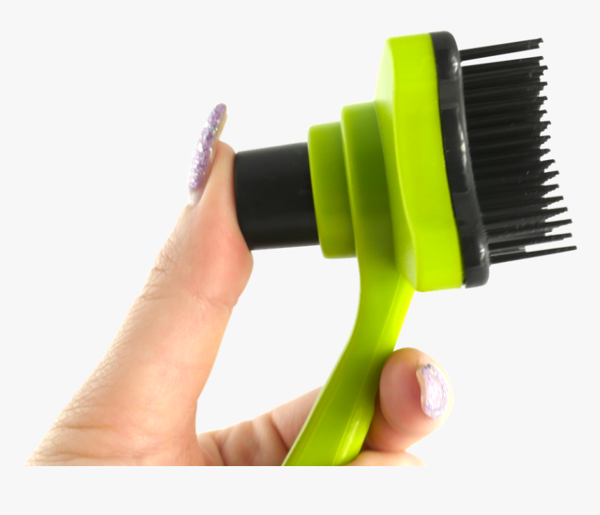 Dog & Cat Hair Brush With Push To Remove Fur Feature - Hand, HD Png Download, Free Download