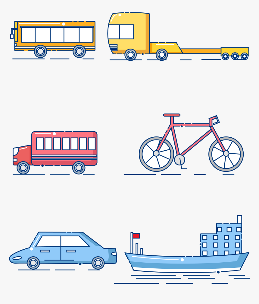 Transportation Cartoon Equipment Bus Bicycle Png And - การ ขนส่ง Png, Transparent Png, Free Download