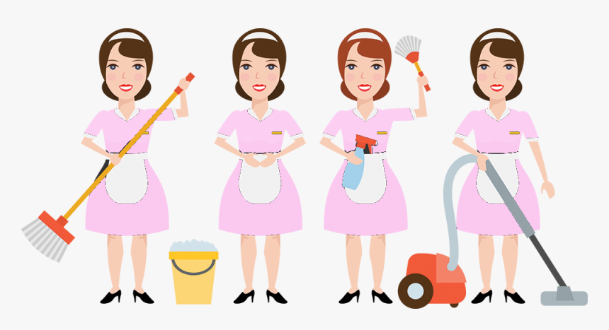 Maid Clipart Dusting - Cartoon Pic Of Room Attendant, HD Png Download, Free Download