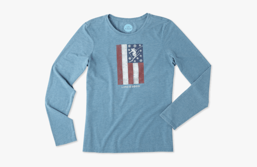 Women"s Skis And Stripes Long Sleeve Sweet Tee - Long-sleeved T-shirt, HD Png Download, Free Download