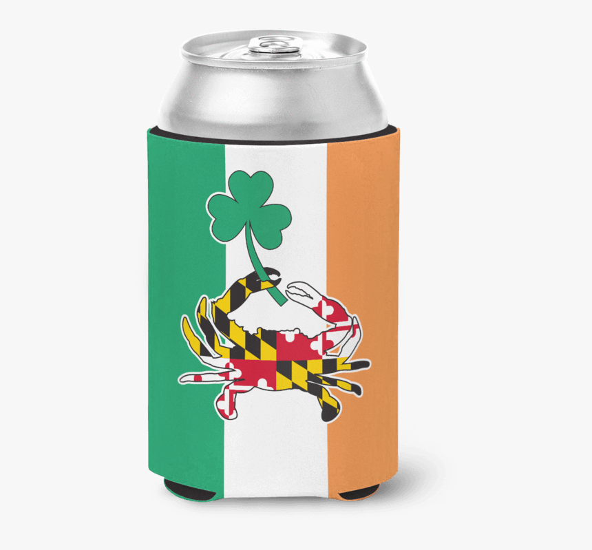 Maryland Full Flag Crab With Shamrock W/ Irish Flag - Koozie, HD Png Download, Free Download