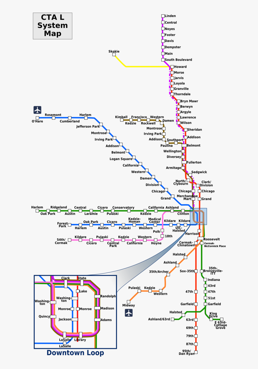 Red Line El Map Chicago, HD Png Download, Free Download