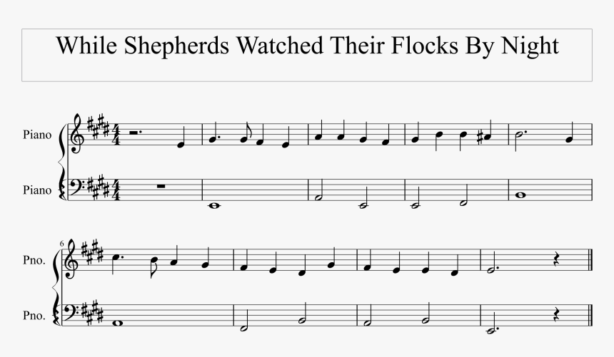 While Shepherds Watched Simple Bass Score - While Shepherds Watched Chords F, HD Png Download, Free Download