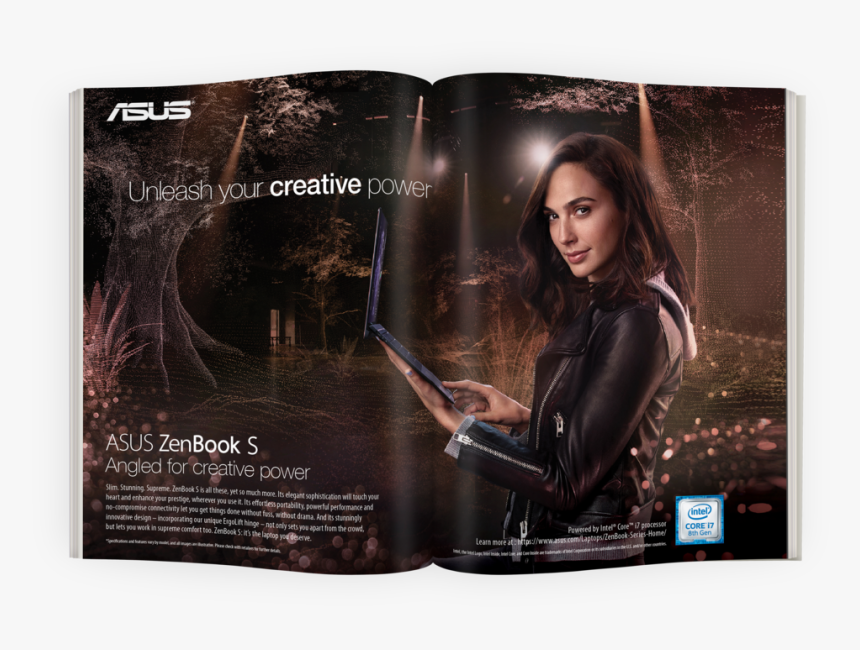 The Zenbook Visuals Portray Gal In The Middle Of Her - Asus Gal Gadot, HD Png Download, Free Download