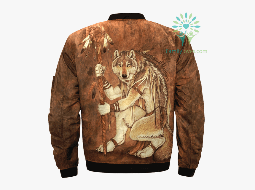 Tribal Native Anthro Wolf Wolves Over Print Bomber - Medicine Wolf, HD Png Download, Free Download