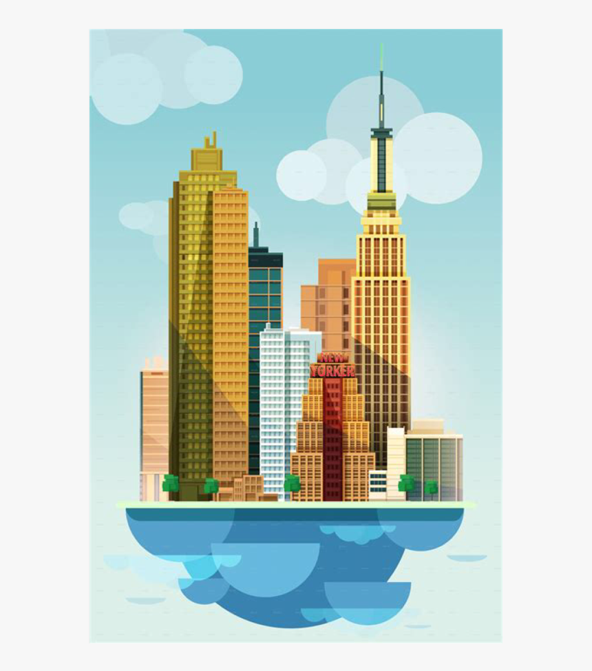 #city #background #fantasy #freetoedit - Flat Design New York City Illustrator, HD Png Download, Free Download