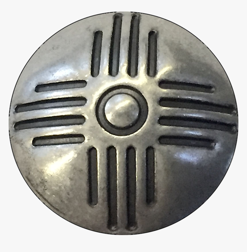 Sun Zia Symbol Concho Button Silver - Emblem, HD Png Download, Free Download