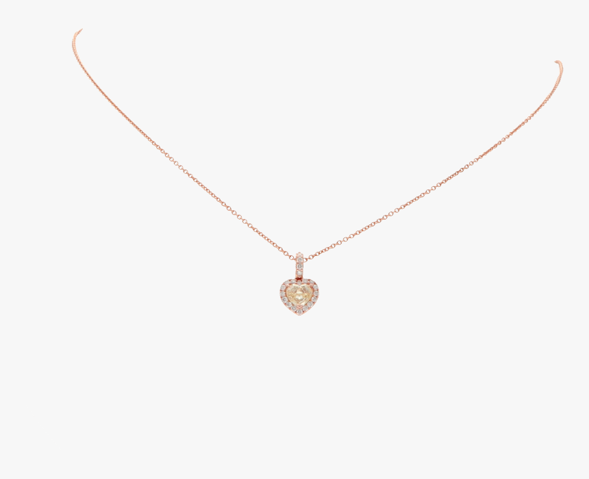 18 Ct Pink Gold Necklace With Fancy Yellow Heart Shaped - Locket, HD Png Download, Free Download