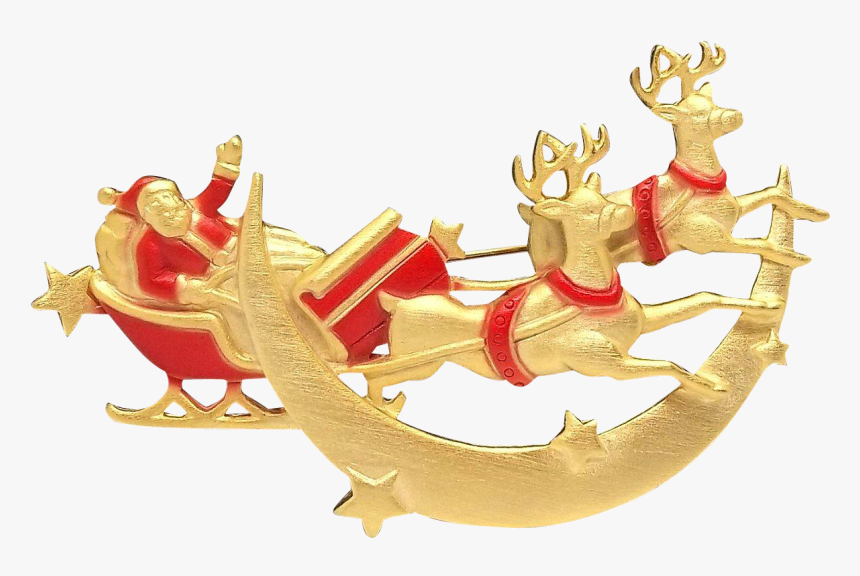Santa Reindeer Sleigh - Christmas Gold Renas Png, Transparent Png, Free Download