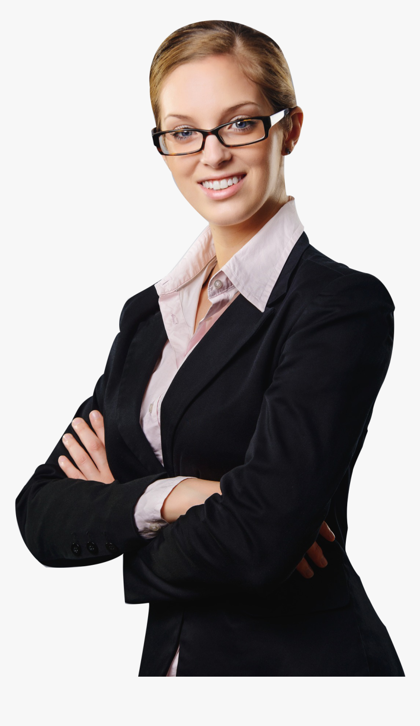 Business Woman Smiling And Standing With Her Arms Crossed, HD Png Download, Free Download