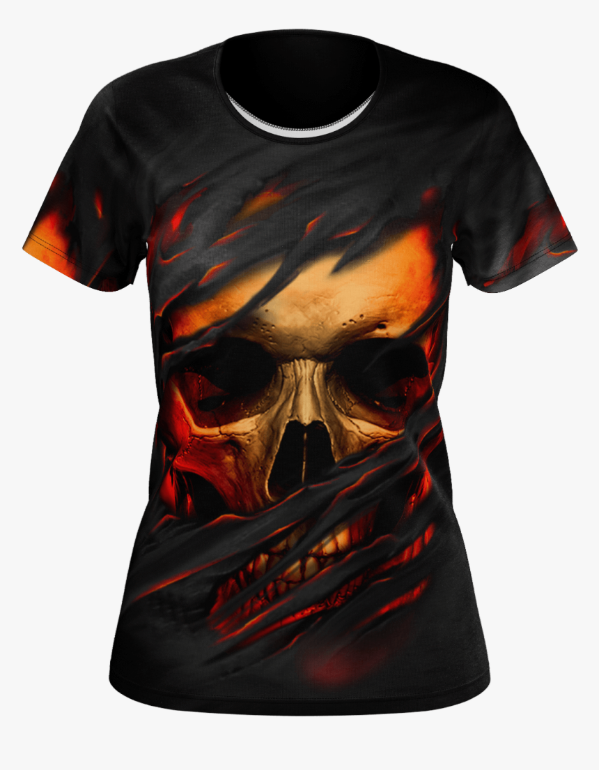 Ripped Face Skull Women"s T Shirt - Skull, HD Png Download, Free Download