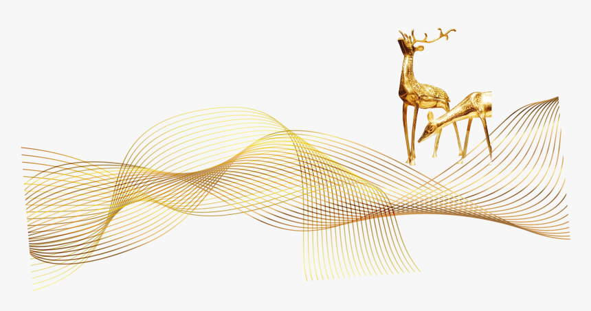 Golden Line Elk Decoration Png - Illustration, Transparent Png, Free Download