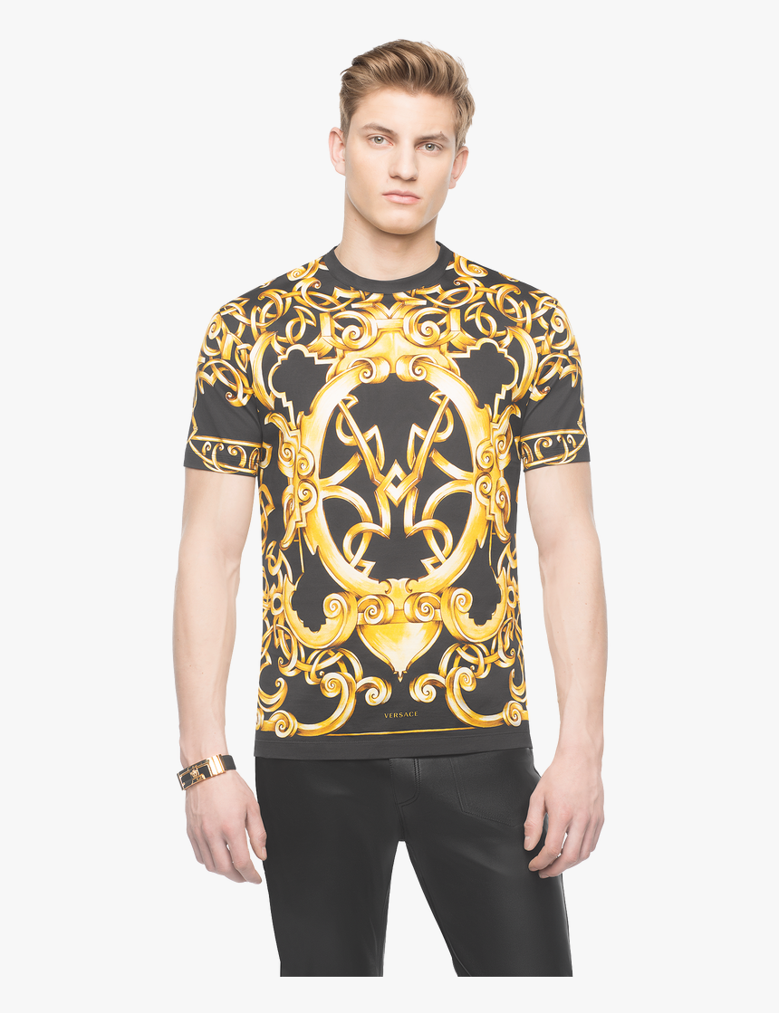 mens black and gold versace shirt