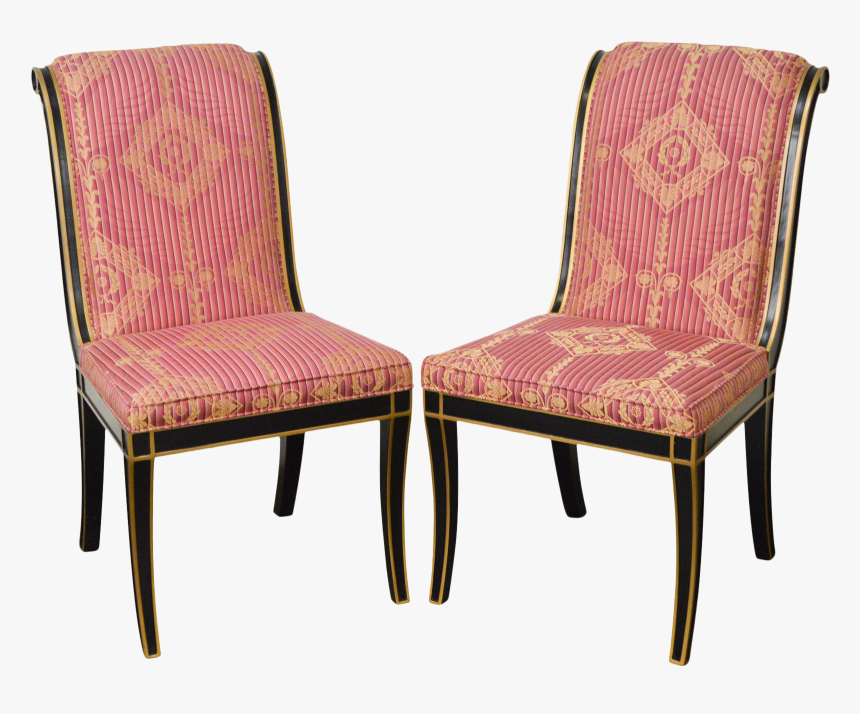 Regency Directoire Style Black & Gold Frame Upholstered - Chair, HD Png Download, Free Download