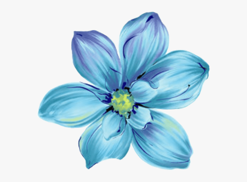 Flor Azul Aquarela Png, Transparent Png - kindpng