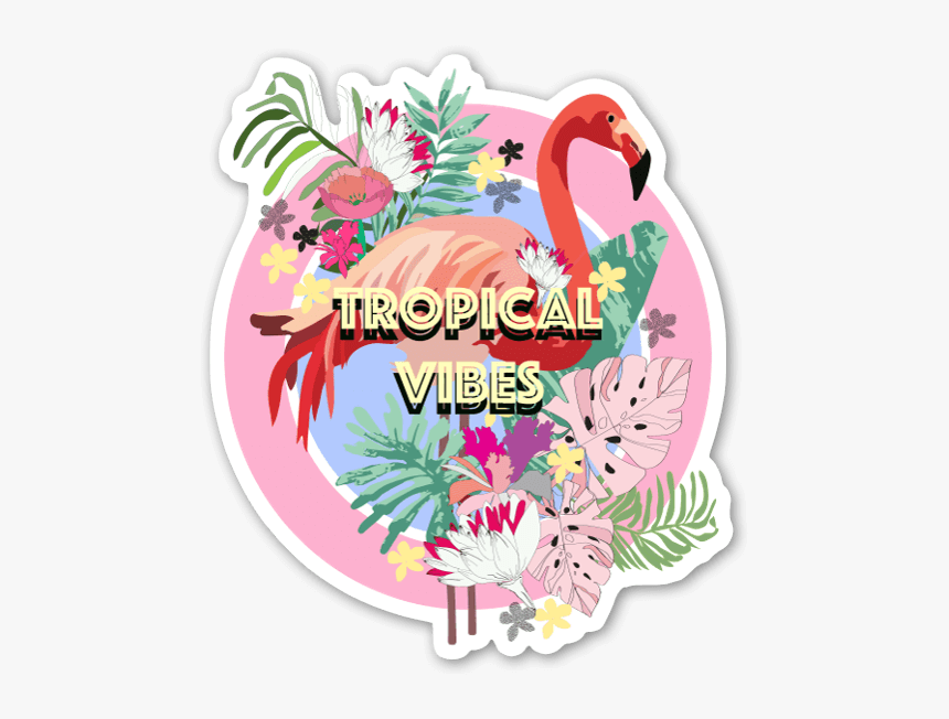 Tropical Vibes Sticker - Stickers De Flamingos Png, Transparent Png, Free Download