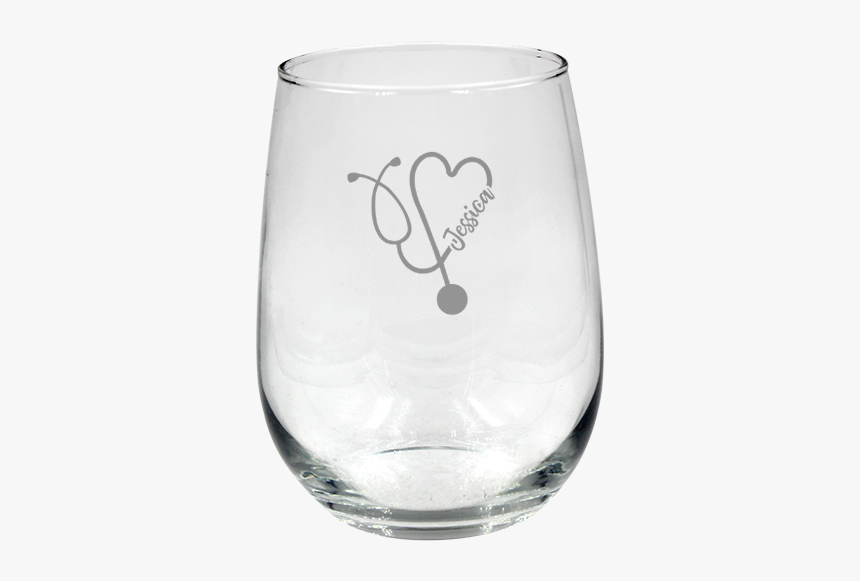 Personalized Heart Stethoscope Stemless Wine Heart - Wine Glass, HD Png Download, Free Download