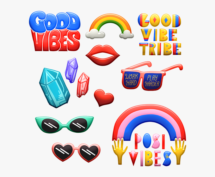 Good Vibes Word Art, Groovy Words, 1960