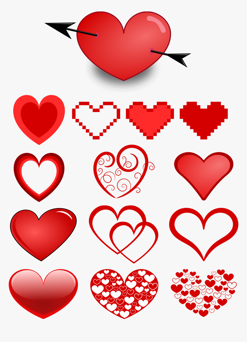 Variety Of Hearts Clip Arts - Heart Templates, HD Png Download, Free Download
