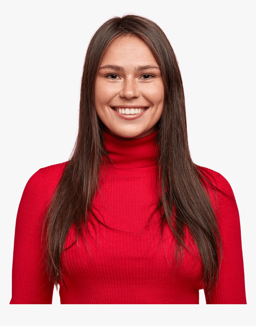 Teen Driver In Red Sweater Standing And Smiling - Girl, HD Png Download, Free Download