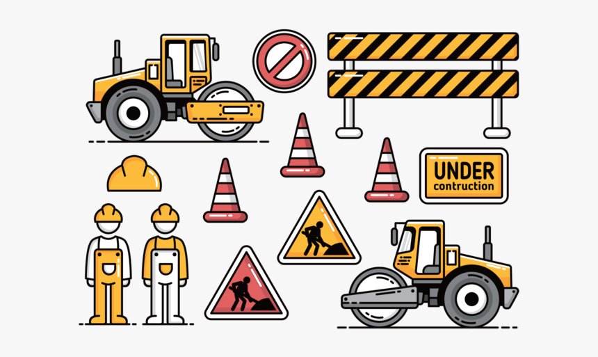 Road Construction With Road Roller Vector Icons - Road Construction Icon Png, Transparent Png, Free Download