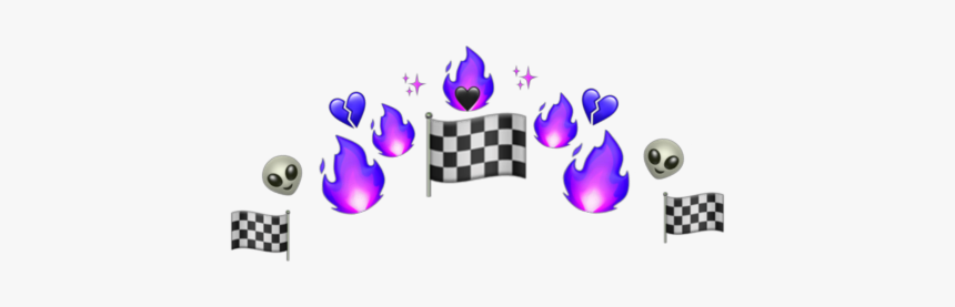 #purple #flame #alien #checkerboard #emoji #crown #sparkle - Graphic Design, HD Png Download, Free Download