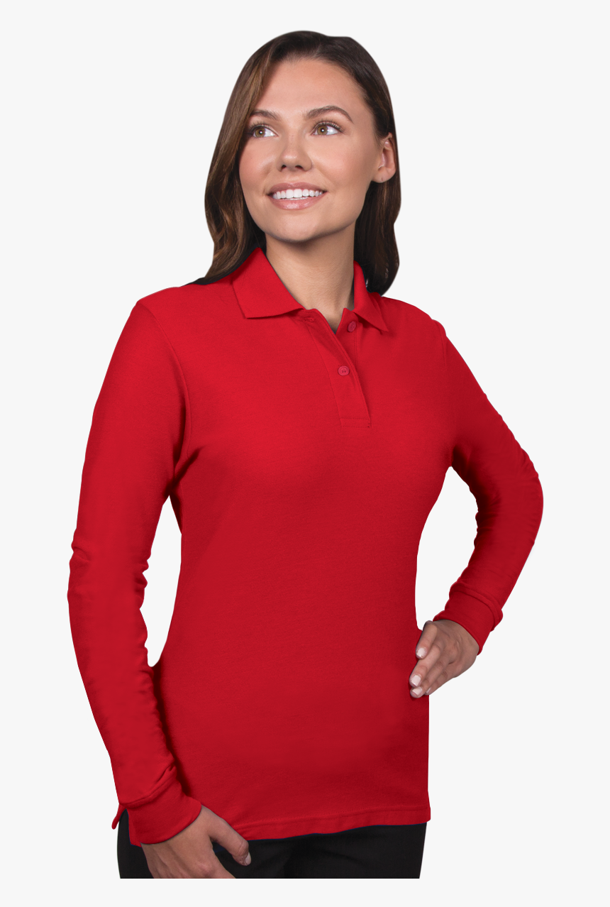 Red Long Sleeve Polo Shirt Hd Png, Transparent Png - kindpng