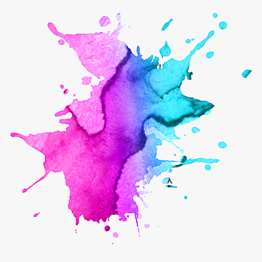 #paint #splatter #pink #blue #bright#freetoedit - Watercolor Splash Pink And Blue, HD Png Download, Free Download