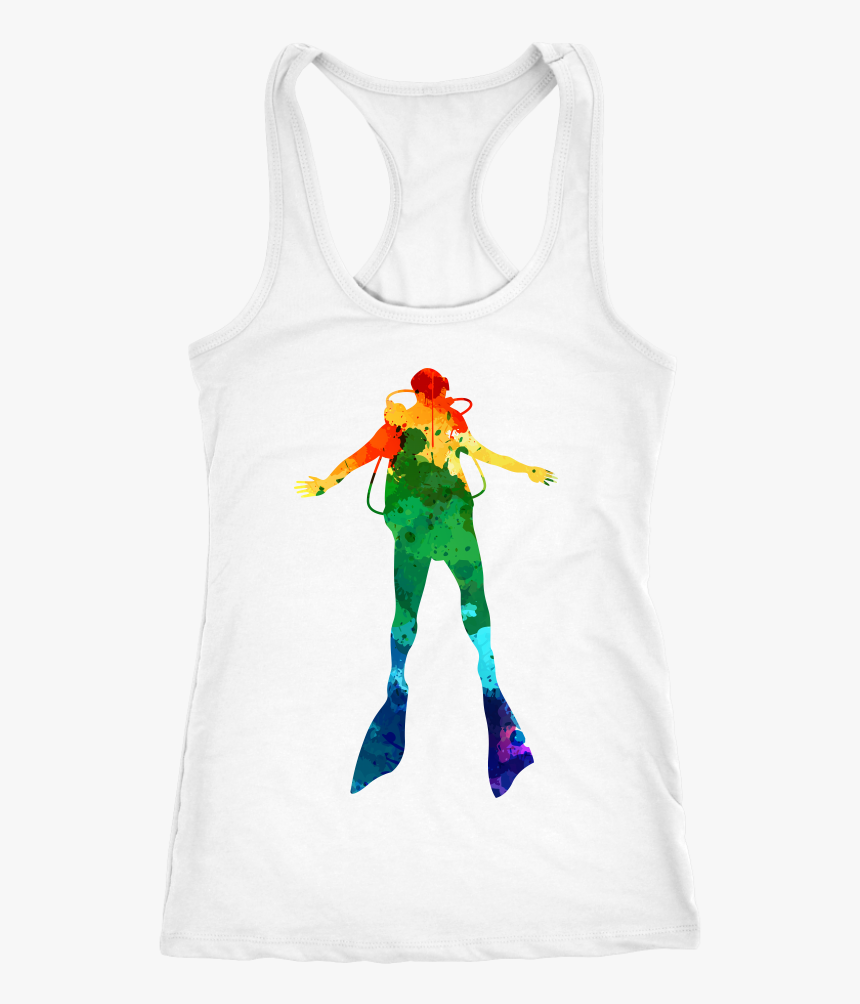 Watercolor Scuba Diver Racerback Tank Top - Active Tank, HD Png Download, Free Download