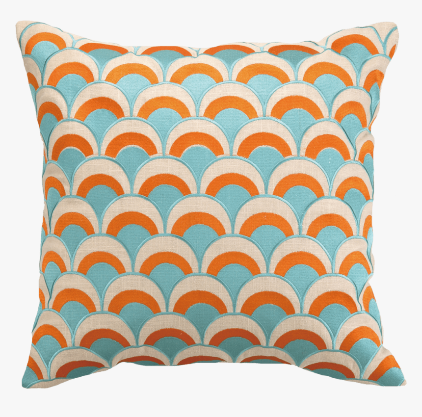 Peking Handicraft Double Arches Embroidred, Pumpkin/turquoise - Cushion, HD Png Download, Free Download