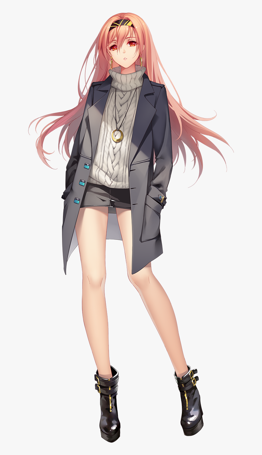 Anime Girl Full Body Png Download Casual Anime Girl Red Hair Transparent Png Kindpng