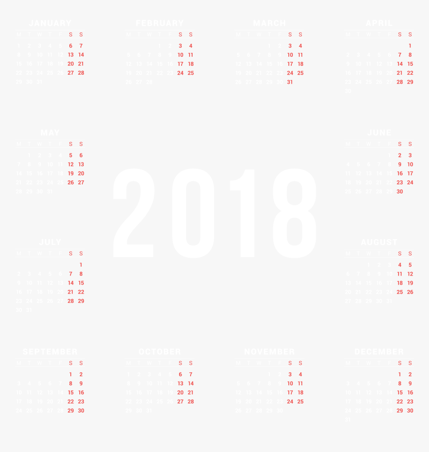 2018 Calendar Png , Png Download, Transparent Png, Free Download