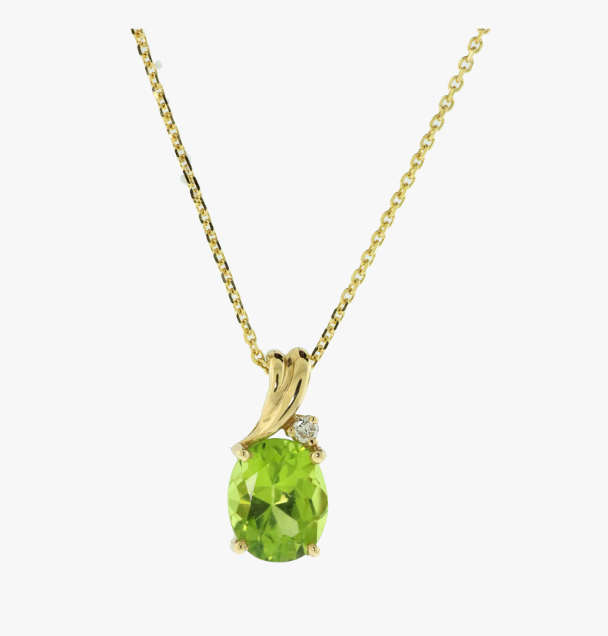 14ky Peridot And Diamond Pendant, On 16in Cable Chain - Lumoava Bella, HD Png Download, Free Download