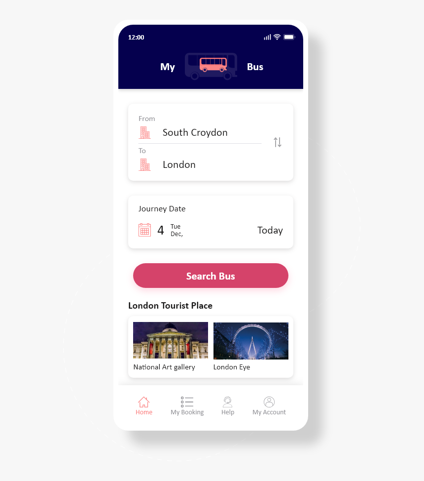 Home Screen - Bus Booking App, HD Png Download, Free Download