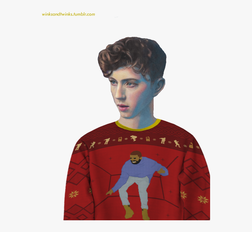 Troye Sivan Drake Ugly Christmas Sweater Transparent - Transparent Troye Sivan Face, HD Png Download, Free Download