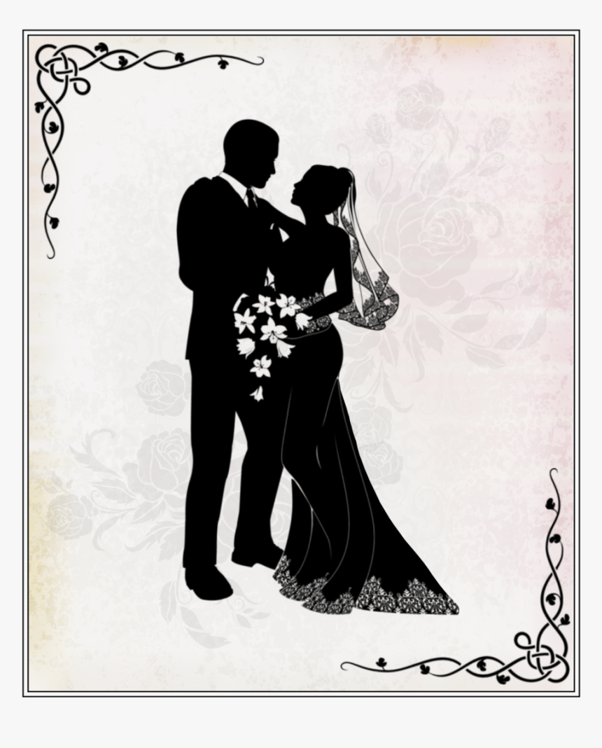 Wedding Silhouette Couple Clipart Wedding Invitation - Wedding Couple Silhouette Png, Transparent Png, Free Download