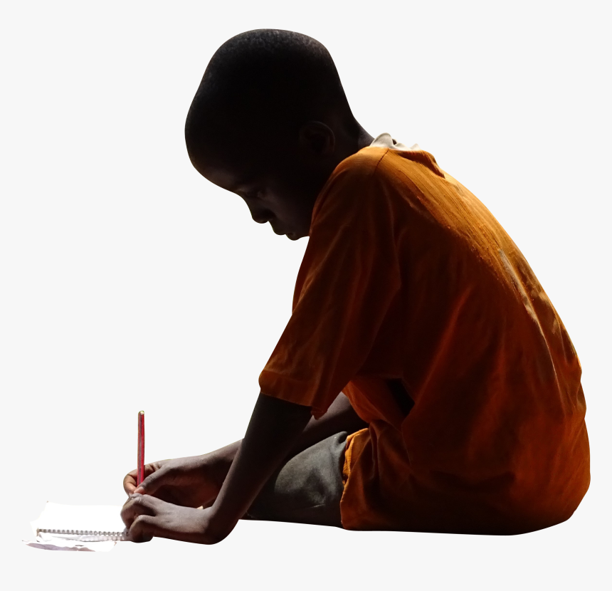 Boy Writing On Notepad - Sitting, HD Png Download, Free Download