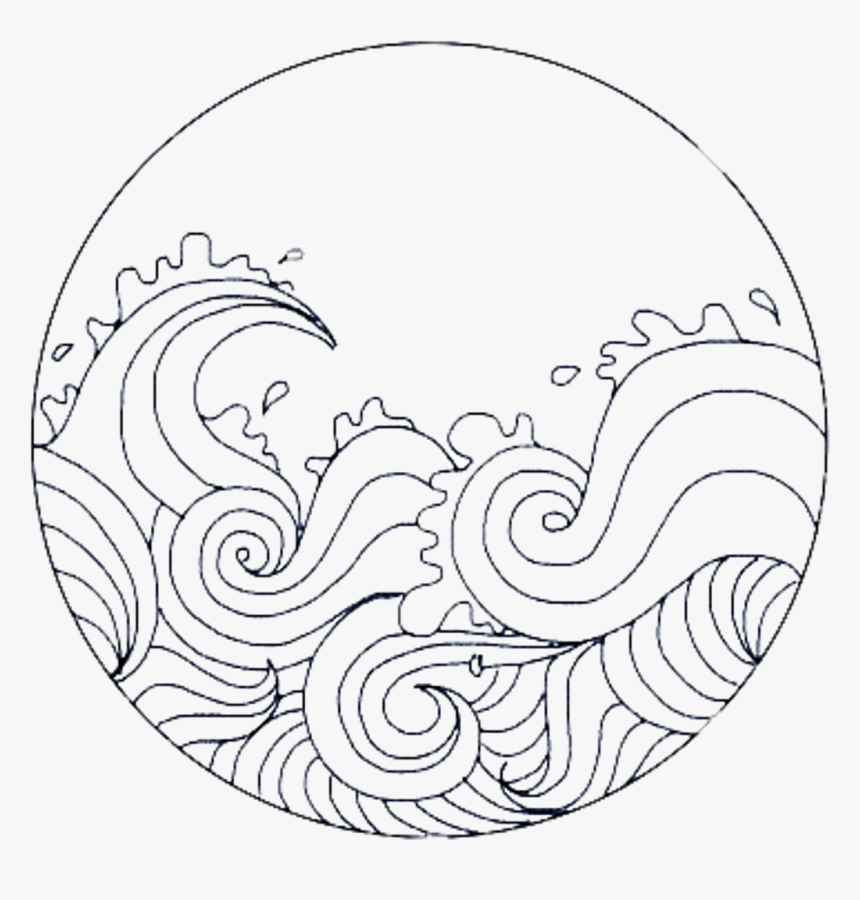 Cute Circle Overlay Remixit Waves Sea Frame Circleframe - Simple Black And White Drawings, HD Png Download, Free Download
