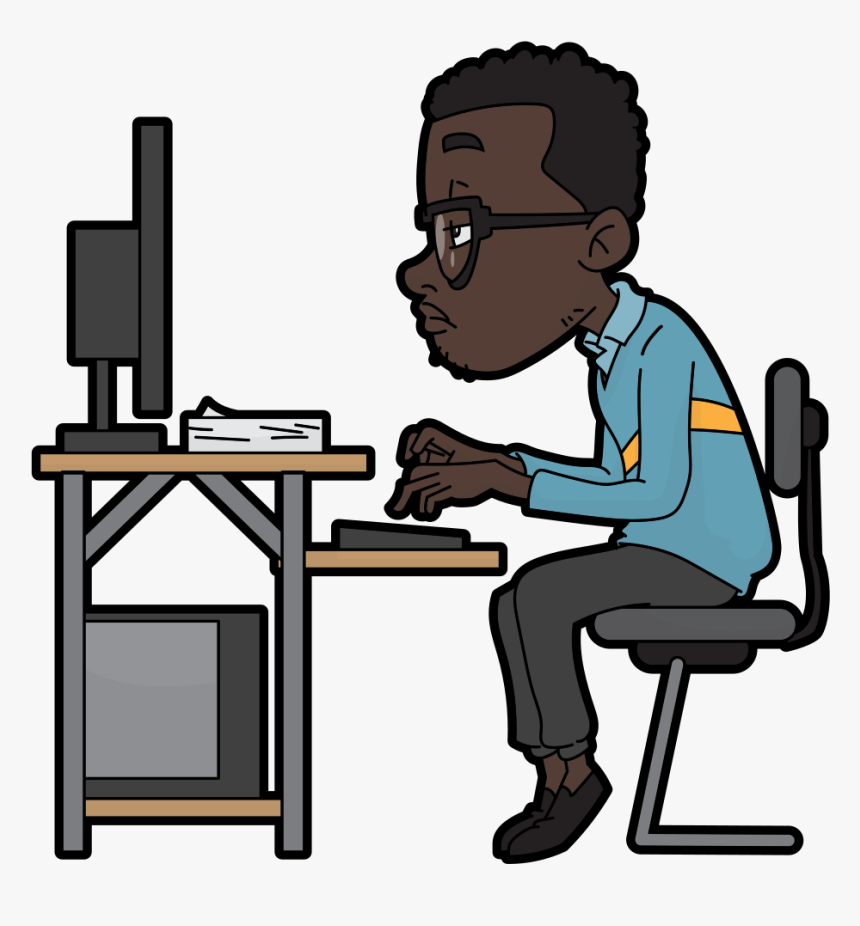 Clip Art Man At Computer Cartoon - Cartoon Man At Computer, HD Png Download, Free Download