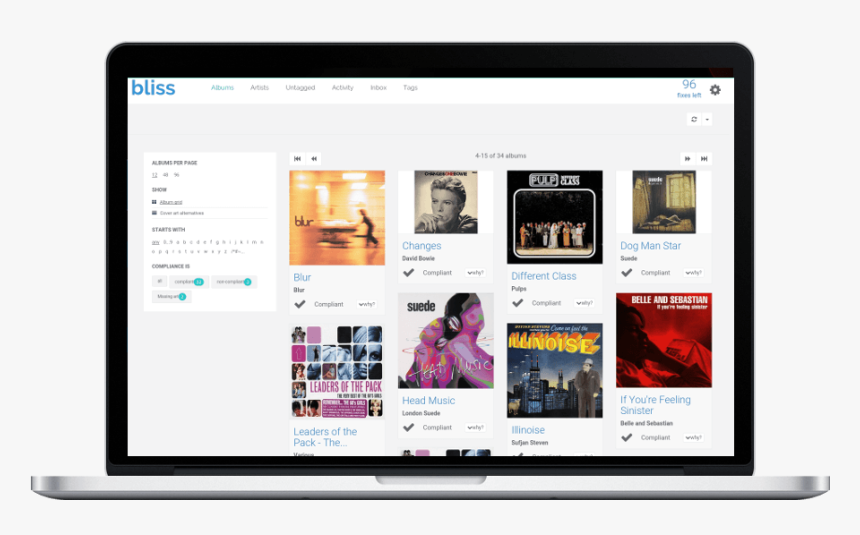 Bliss Albums View On A Macbook - Elsten Software Bliss, HD Png Download, Free Download