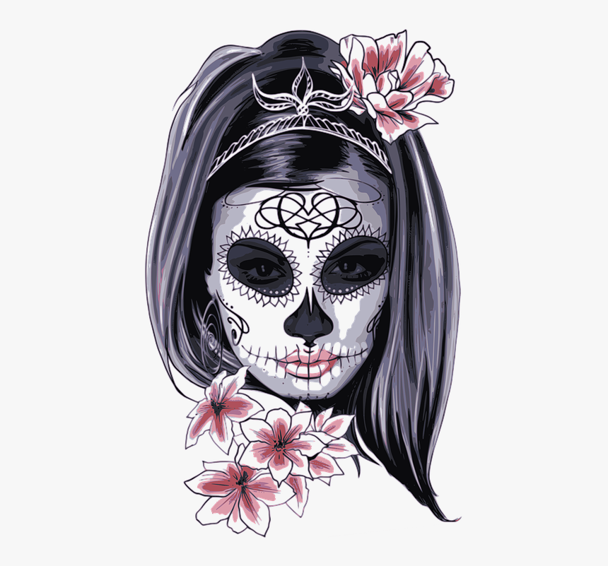 Mask, Carnival, Horror, Costume, Woman, Girl, Bones - Catrina Png, Transparent Png, Free Download